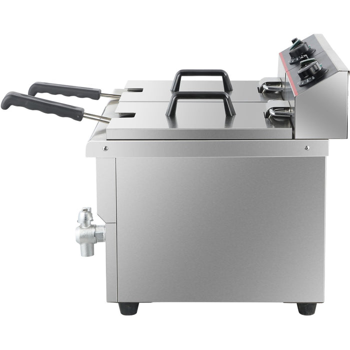 Commercial Fryer Double Electric 2x12 litre 6.5kW Countertop |  HEF12L2