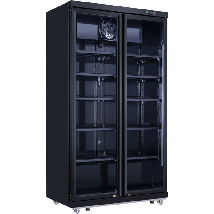 Commercial Bottle cooler Upright 773 litres Fan cooling Twin hinged doors Black |  LG805ABLACK