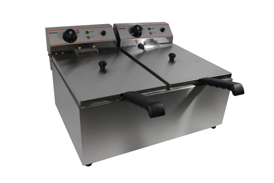 Infernus Countertop Electric Twin Tank Fryer – 2 x 17L