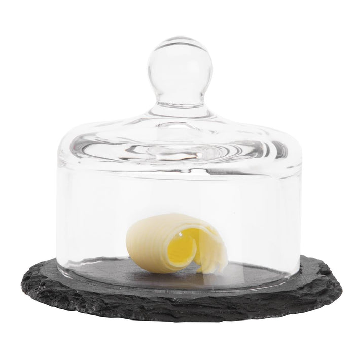 APS Slate Butter Dish Glass Cloche APS
