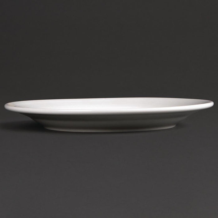 Olympia Linear Wide Rimmed Plates White 200mm (12 Pack) Olympia