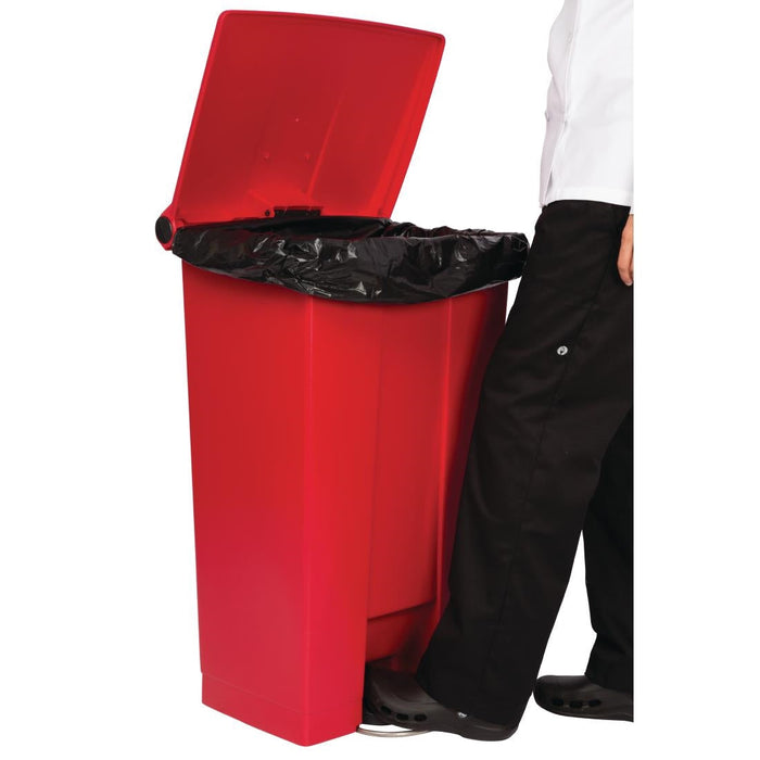Rubbermaid Step-On Pedal Bin Red 87Ltr Slim Jim