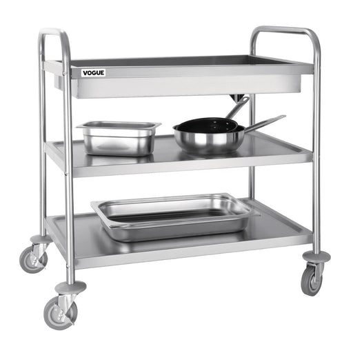 Vogue Stainless Steel 3 Tier Deep Tray Clearing Trolley Vogue