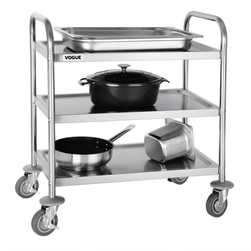 Vogue Stainless Steel 3 Tier Clearing Trolley Small Vogue