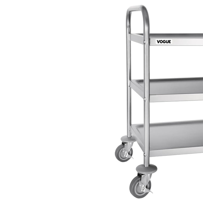 Vogue Stainless Steel 3 Tier Clearing Trolley Small Vogue