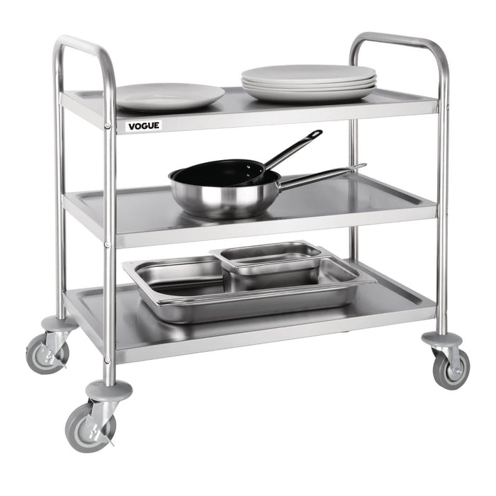 Vogue Stainless Steel 3 Tier Clearing Trolley Medium Vogue