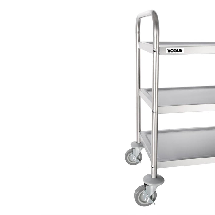 Vogue Stainless Steel 3 Tier Clearing Trolley Medium Vogue