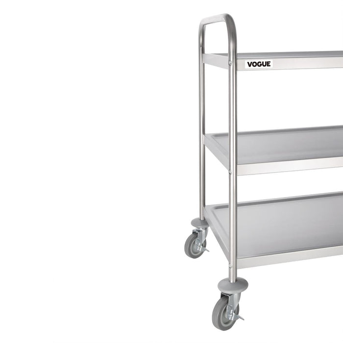 Vogue Stainless Steel 3 Tier Clearing Trolley Large Vogue