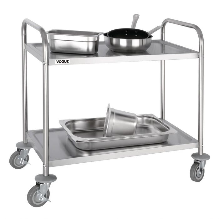 Vogue Stainless Steel 2 Tier Clearing Trolley Medium Vogue