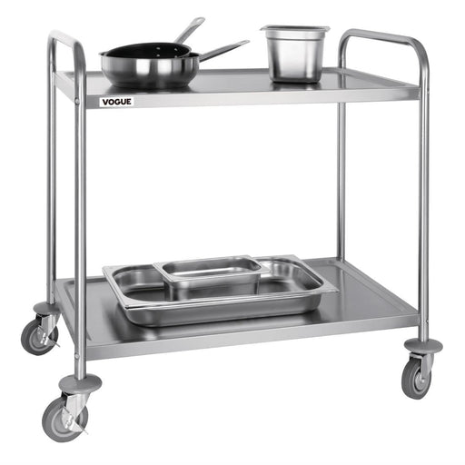 Vogue Stainless Steel 2 Tier Clearing Trolley Large Vogue