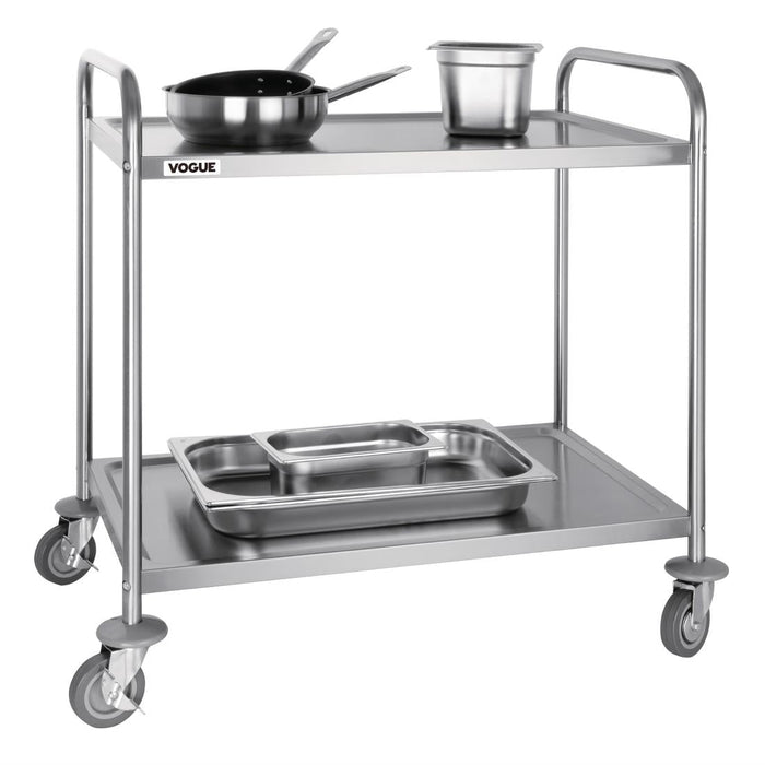 Vogue Stainless Steel 2 Tier Clearing Trolley Large Vogue