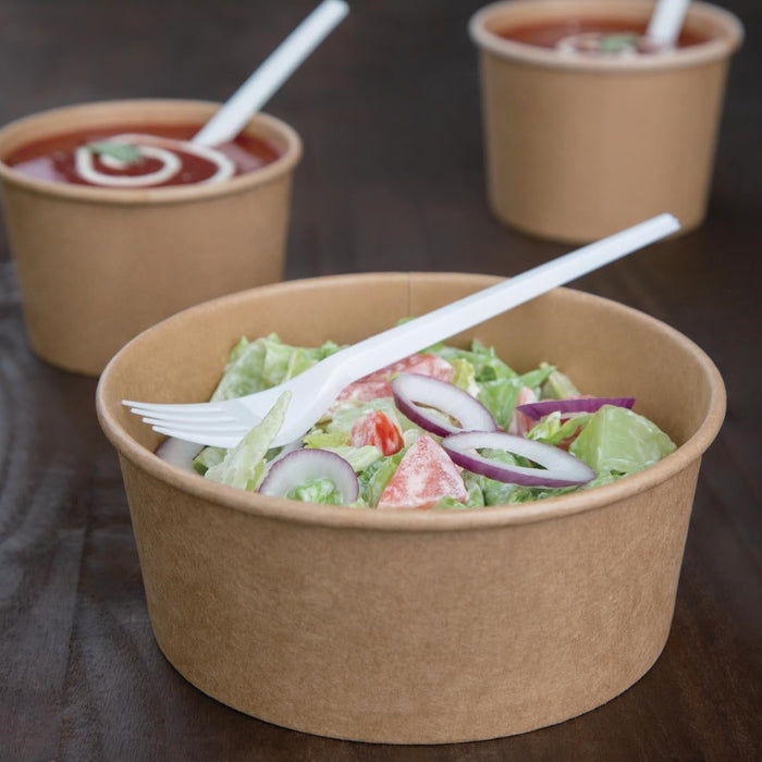 Fiesta Compostable Round Kraft Salad Bowls 750ml / 26oz (300 Pack) Fiesta Compostable