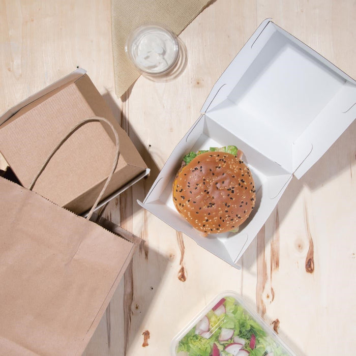 Fiesta Compostable Kraft Burger Boxes Large 112mm (150 Pack) Fiesta Compostable