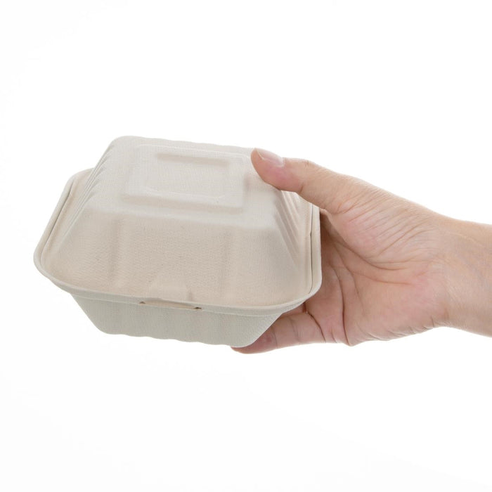 Fiesta Compostable Bagasse Burger Boxes Natural Colour 152mm (500 Pack) Fiesta Compostable