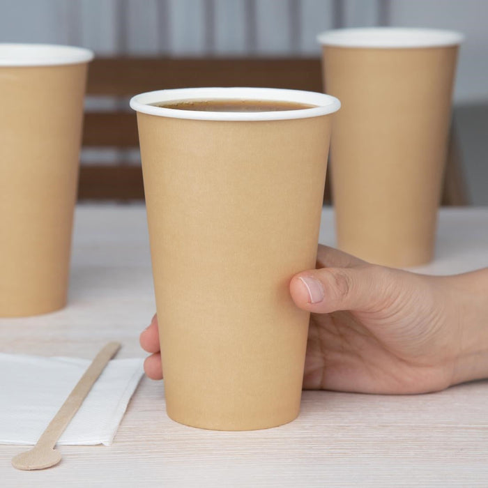 Fiesta Recyclable Single Wall Takeaway Coffee Cups Kraft 455ml / 16oz (1000 Pack) Fiesta Recyclable