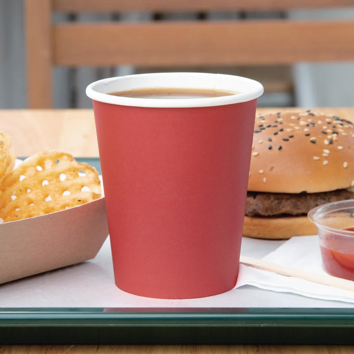 Fiesta Recyclable Single Wall Takeaway Coffee Cups Red 225ml / 8oz (50 Pack) Fiesta Recyclable