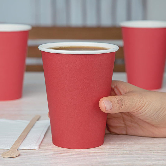 Fiesta Recyclable Single Wall Takeaway Coffee Cups Red 340ml / 12oz (50 Pack) Fiesta Recyclable
