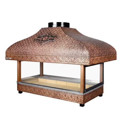 Copper Turkish BBQ Charcoal Grill With Glass – 150cm Bakir Camli Ocakbasi Mangal Canmac Catering Equipment