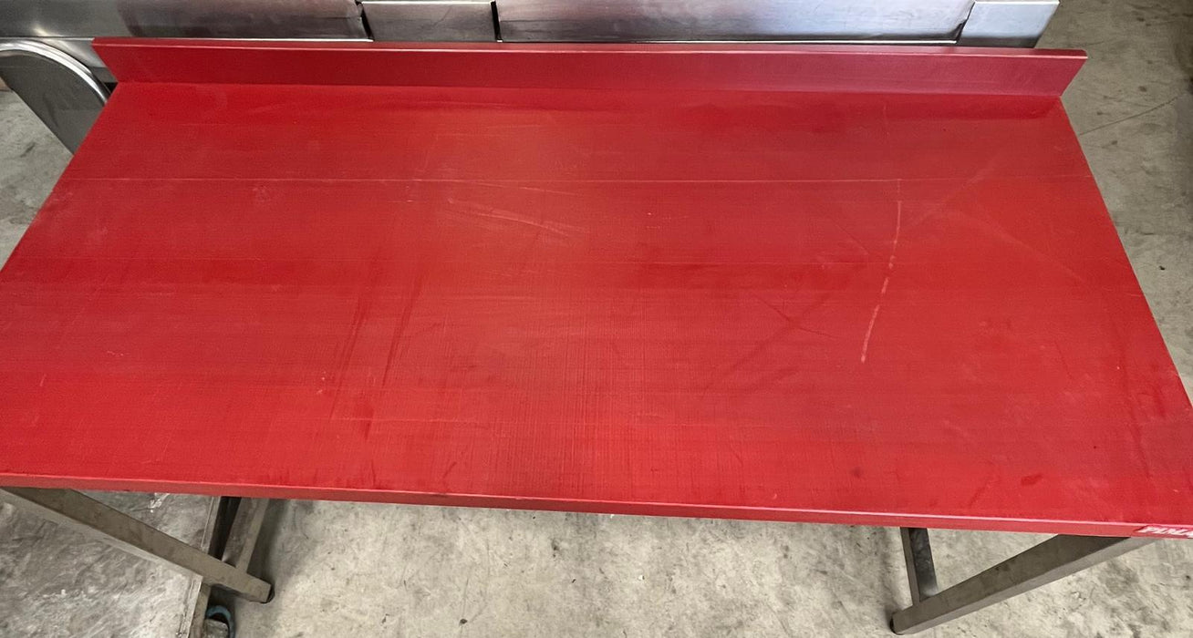 Butcher Table Poly Top Stainless Steel Leg 150x700 mm Red - B Grade Canmac B-GRADE