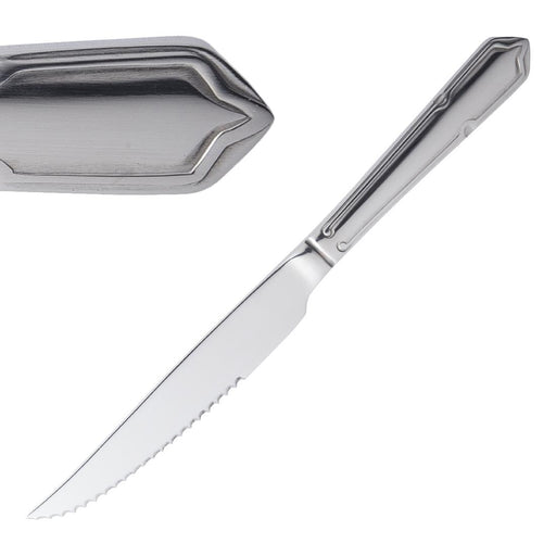 225(L)mm | 8 7/8". Serrated Blade. Pack Quantity: 12. Material: 18/0 Stainless Steel