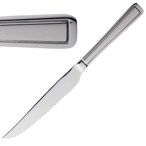 225(L)mm | 8 7/8". Serrated Blade. Pack Quantity: 12. Material: 18/0 Stainless Steel
