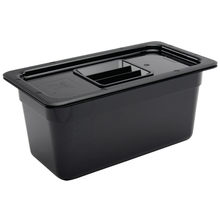 Vogue Polycarbonate 1/3 Gastronorm Container 150mm Black Vogue