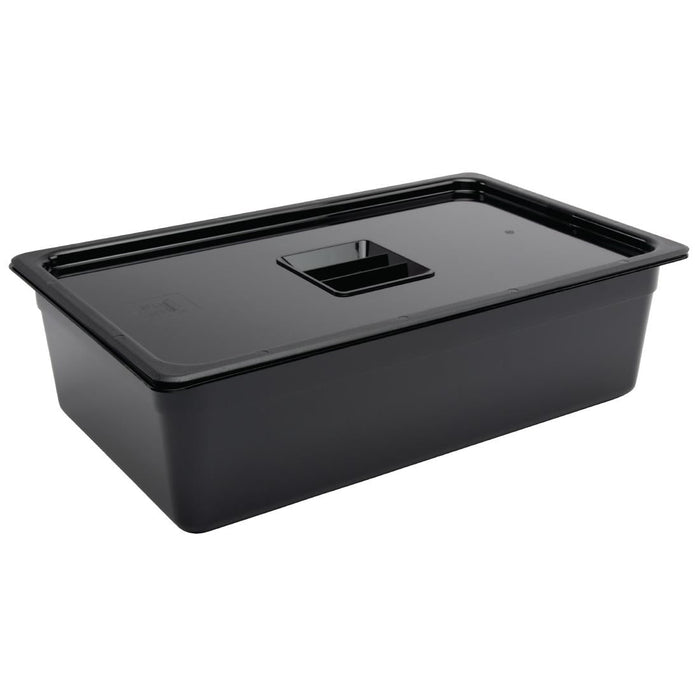 Vogue Polycarbonate 1/1 Gastronorm Container 150mm Black Vogue