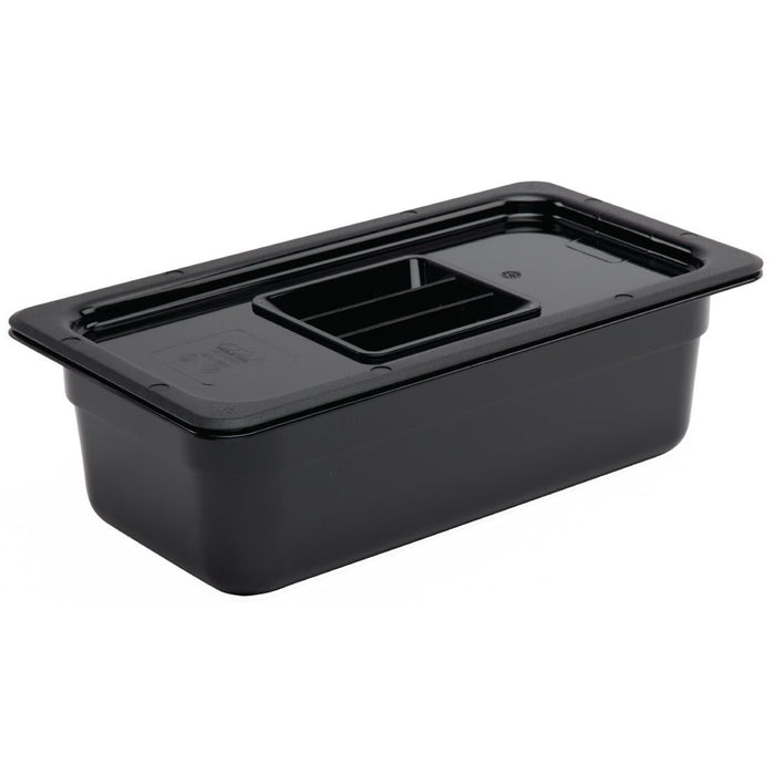 Vogue Polycarbonate 1/3 Gastronorm Container 100mm Black Vogue