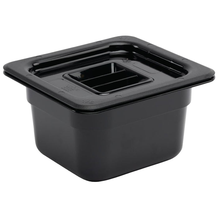Vogue Polycarbonate 1/6 Gastronorm Container 100mm Black Vogue