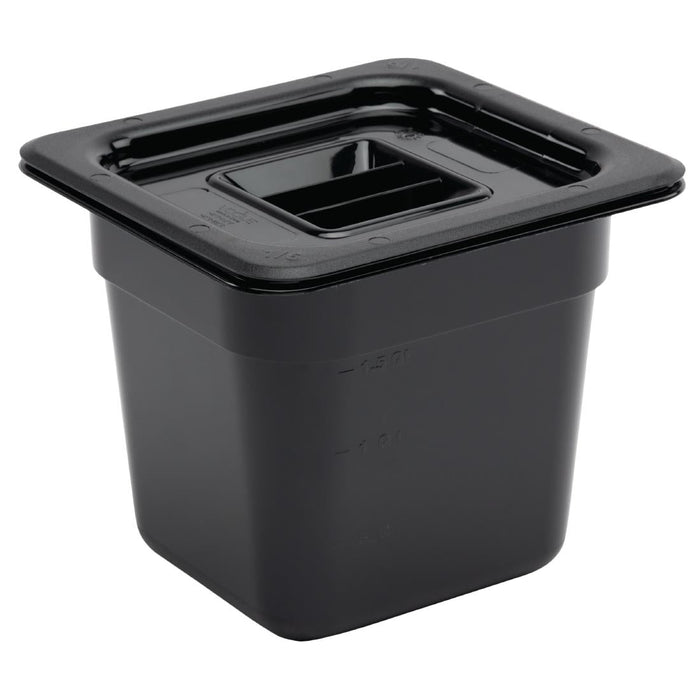Vogue Polycarbonate 1/6 Gastronorm Container 150mm Black Vogue