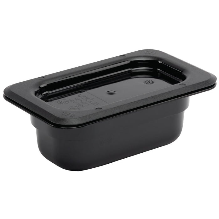Vogue Polycarbonate 1/9 Gastronorm Container 65mm Black Vogue