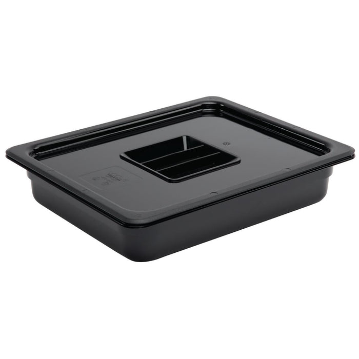 Vogue Polycarbonate 1/2 Gastronorm Container 65mm Black Vogue