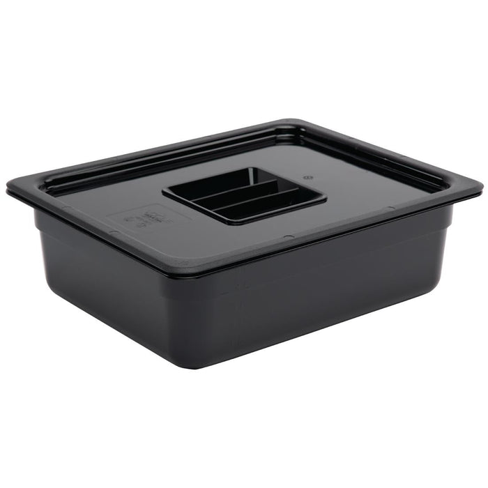 Vogue Polycarbonate 1/2 Gastronorm Container 100mm Black Vogue