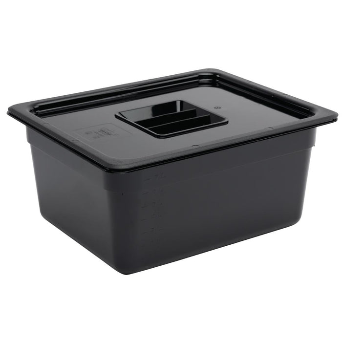 Vogue Polycarbonate 1/2 Gastronorm Container 150mm Black Vogue