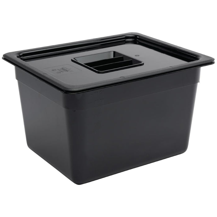 Vogue Polycarbonate 1/2 Gastronorm Container 200mm Black Vogue