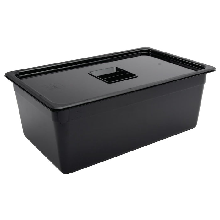 Vogue Polycarbonate 1/1 Gastronorm Container 200mm Black Vogue