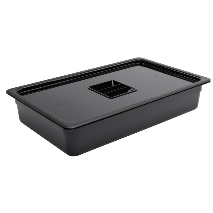 Vogue Polycarbonate 1/1 Gastronorm Container 100mm Black Vogue
