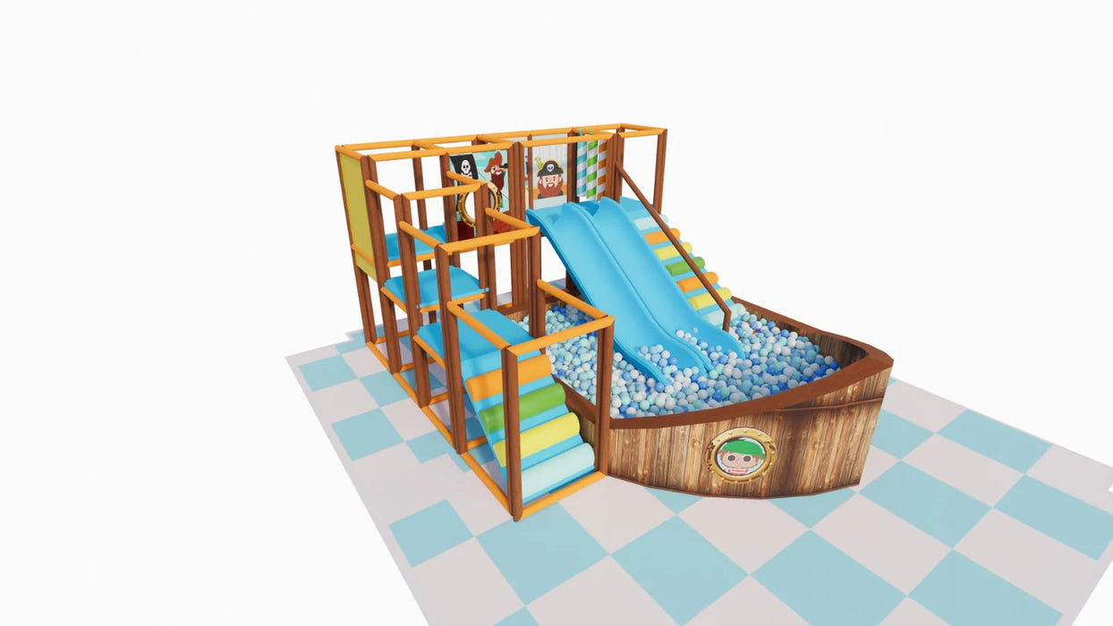 Indoor Dual Level Soft Play Pirate Theme with Ball Poll - 6000x5000x2500mm IQPARK