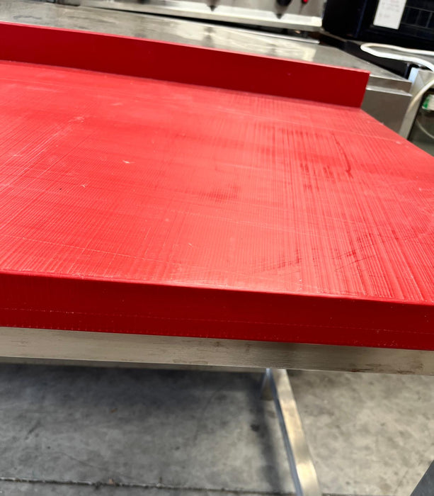 Butcher Table Poly Top Stainless Steel Leg 200 x 700 mm Red - B Grade Canmac B-GRADE