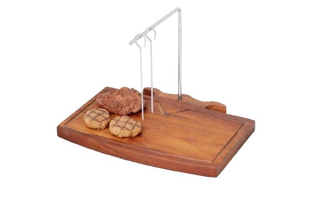 Shish Hanger with Wooden Board Attached - Anti-Rusting Skewer