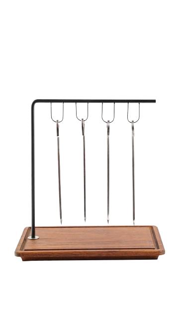 Shish/Skewers Hanging Rack with Sauce Bowls for BBQ/Grill/Mangal