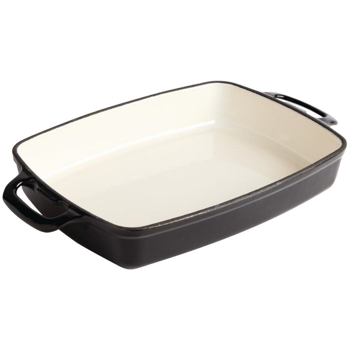 Vogue Black Rectangular Cast Iron Dish 2.8Ltr Vogue