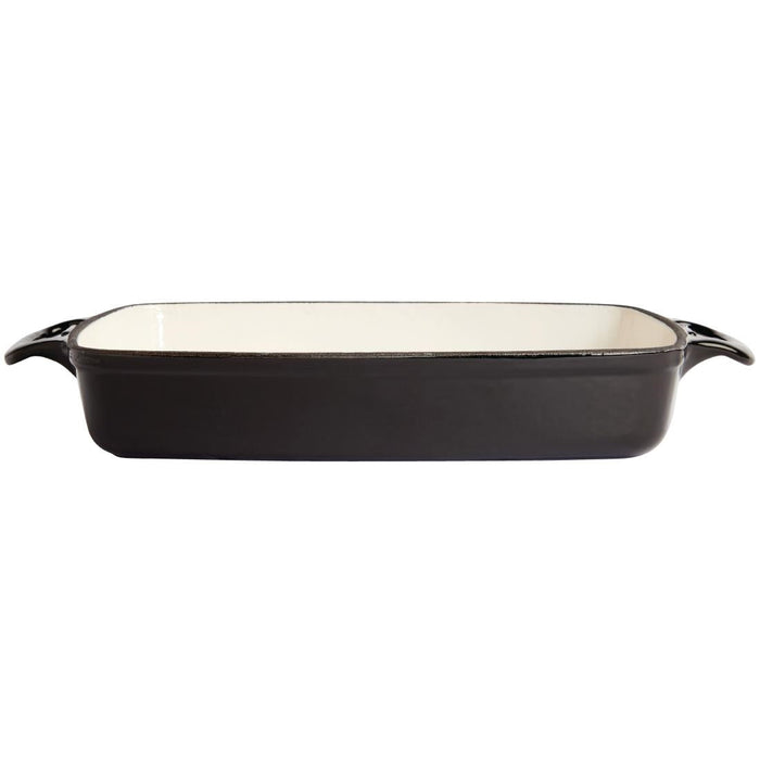 Vogue Black Rectangular Cast Iron Dish 2.8Ltr Vogue