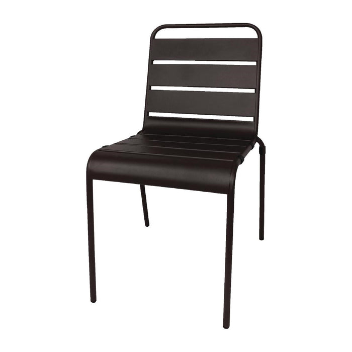 Bolero Amalfi Slatted Steel Side Chairs Black (4 Pack) Bolero