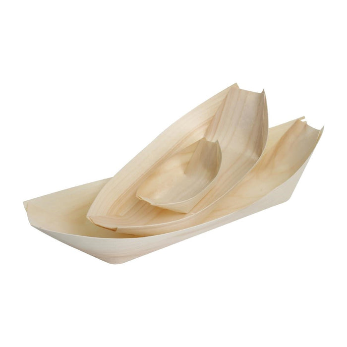 Fiesta Compostable Wooden Sushi Boats Small 80mm (100 Pack) Fiesta Compostable