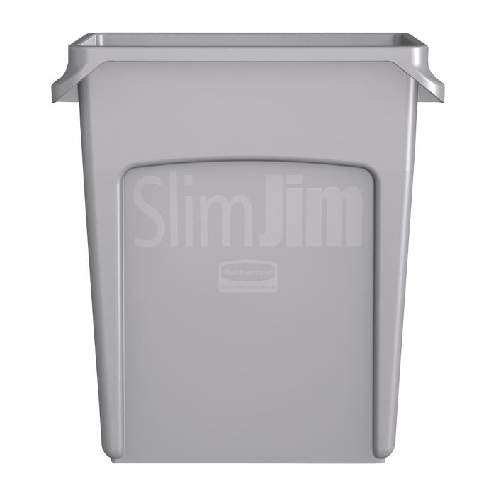 Rubbermaid Slim Jim Container with Venting Channels Grey 60Ltr Slim Jim