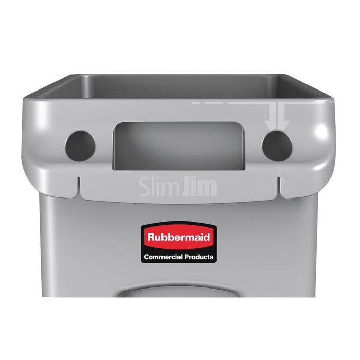 Rubbermaid Slim Jim Bin with Venting Channels Grey 87Ltr Slim Jim