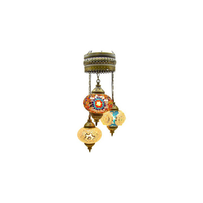 Decorative - Turkish/Ottoman/Moroccan - Mosaic Chandelier/ Lamp- 3 Globes - Handmade