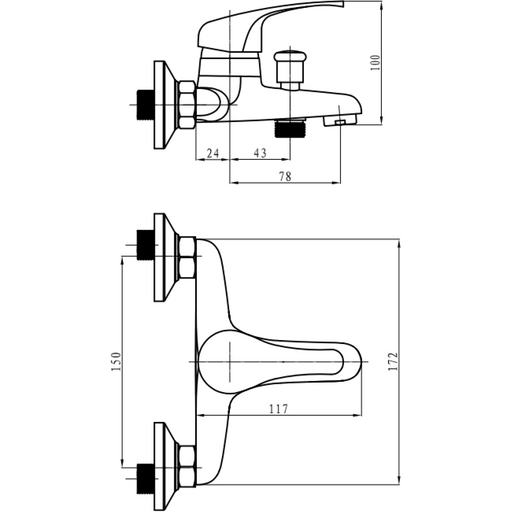 Wall Mounted Mixer Tap Single Lever Chrome |  30128000 Makfry