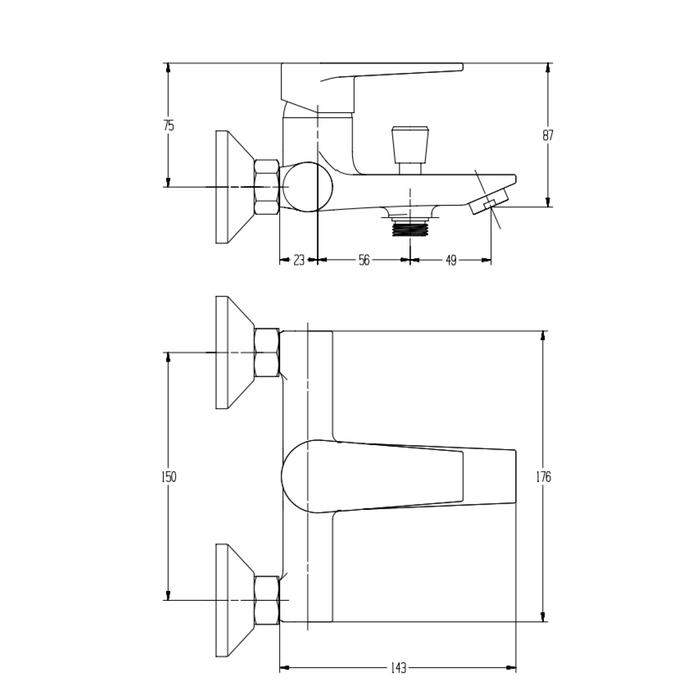 Wall Mounted Mixer Tap Single Lever Chrome |  30273000